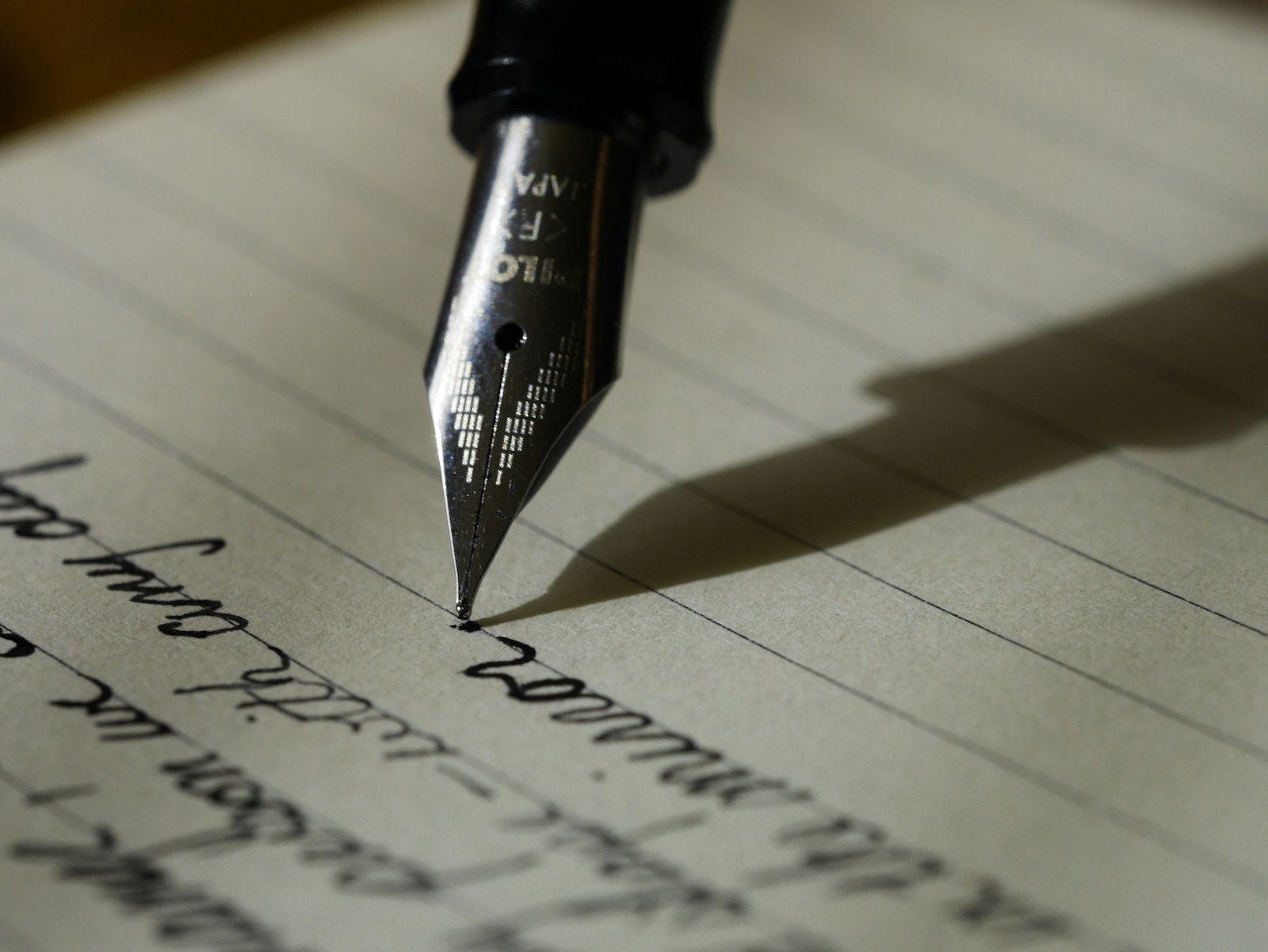 Fountain pen writing on a sheet of paper